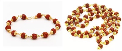 IGA COLLECTION Combo Rudraksha Mala 45 Beads & 12 Beads Bracelet Gold-plated Plated Stainless Steel Necklace Set
