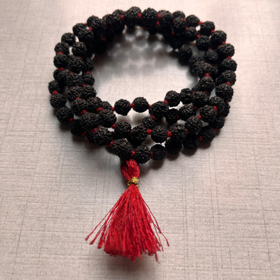 Rhaa Rudraksha Mala 108 Beads (5mm) with Kashi Gangajal, Meditation, Jaap, Shiv Pooja Beads Rudraksha Chain