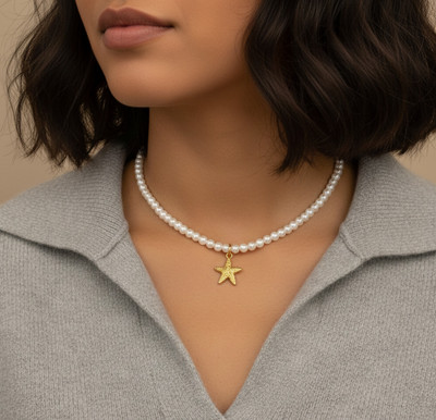 Daizy Ariel Starfish Pearl white Necklace Turquoise Alloy Necklace