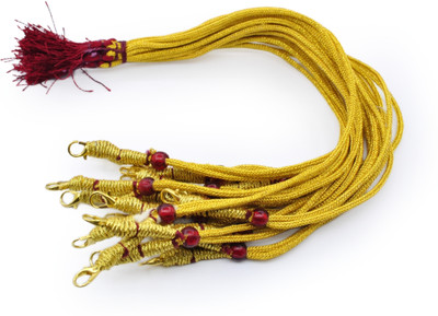 Skanda Crafterina 6 Pieces Necklace Back Rope Dori for Jewellery Making (Golden with Red Tassle) Dori Necklace