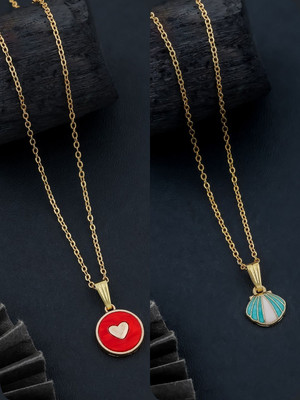 Dressberry Elegant Pack of 2 Necklace Chains – Must-Have Collection Gold-plated Brass Pendant Set