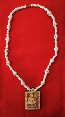 ImmunityRudra Natural Wood Tulsi Mala with HanumanJi Pendant|Bagheshwar Dham Kanthi Mala Wood Chain