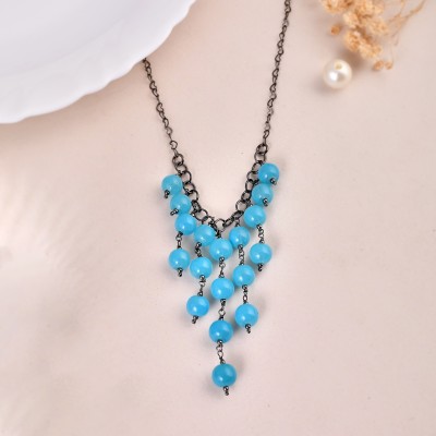 Pearlz Ocean Pearlz Gallery Sky glass beads Alloy necklace For Girls and Women Beads Glass Necklace