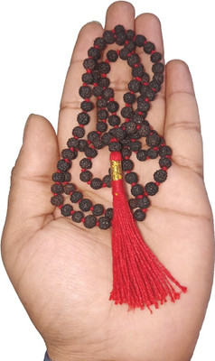 GGE NATURAL ITEM Black Rudraksh Rudraksha Mala with 4-5 mm 108 with 1 Japa Bead (Natural) Wood Chain