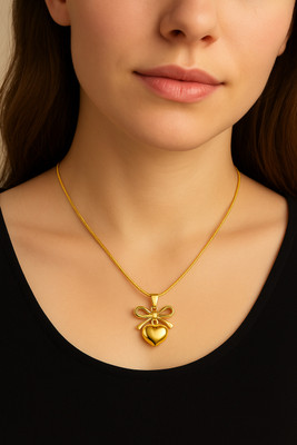 Tridevis Bow & Heart Pendant Design Gold-plated Plated Alloy Chain Set