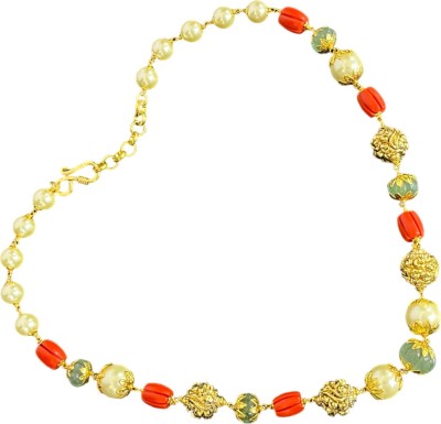 SVJC Pearl, Coral, Jade Gold-plated Plated Brass Necklace