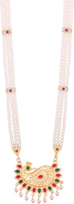 Karishma Kreations Traditional Tanmani Set Moti Pearl Chinchpeti Thushi Necklace for Women Girls Pearl, Opal, Cubic Zirconia, Diamond Gold-plated Plated Brass, Metal, Copper, Alloy Necklace