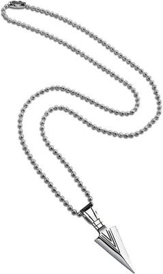 Whitechimes Pack Of 2 Silver Head Cross Crucifix Spearpoint Locket Pendant Necklace Stainless Steel Locket