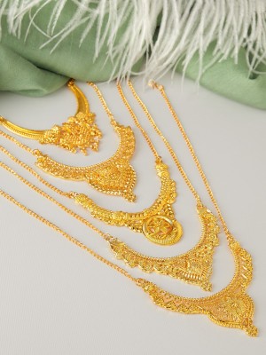 RUBANS Rubans Gold Plated Set Of 5 Necklace With Beautiful Design Gold-plated Plated Alloy Necklace Set