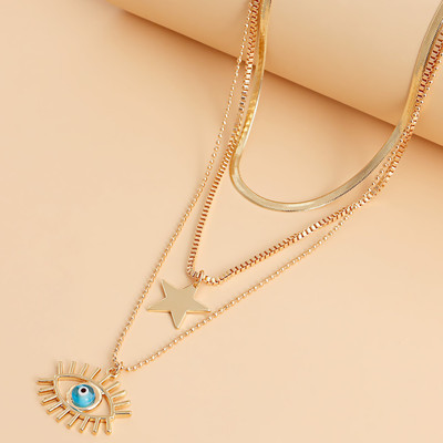 DESTINY JEWEL'S Gold Plated Blue Evil Eye & Star Multilayer Necklace For Women & Girls Gold-plated Plated Alloy Necklace