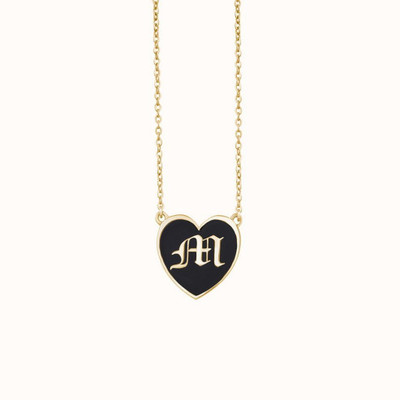 KYMEE KYMEE 18K Gold Vermeil Gothic Initial Heart Necklace Gold-plated Plated Silver Necklace