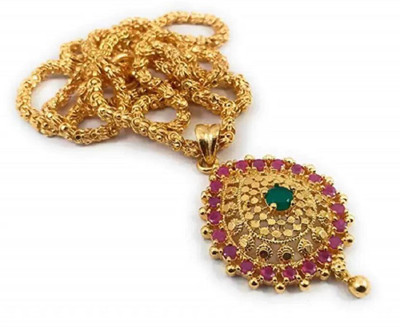 AFJ GOLD Emerald, Ruby Gold-plated Plated Copper Chain Set
