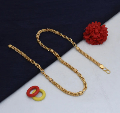 Chabhavi 1 gram High Quality Indian Polished “20” Inches Gold Chain for Men and boy Gold-plated Plated Alloy Chain
