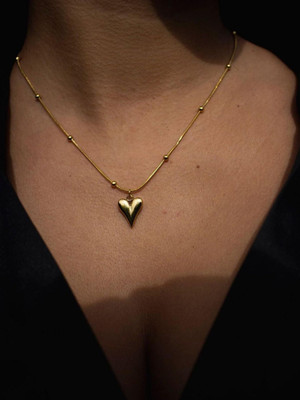 Winnifred Winnifred Anti Tarnish Stainless Steel Gold Heart Nacklace Gold-plated Plated Stainless Steel Necklace