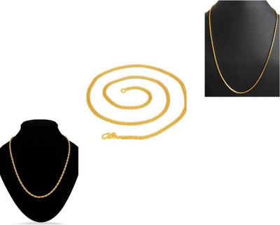 Trendy Gold LIGHT YELLOW COLOUR PLATED SIZE 20-21 INCH Gold-plated Plated Brass, Copper, Alloy Chain Set