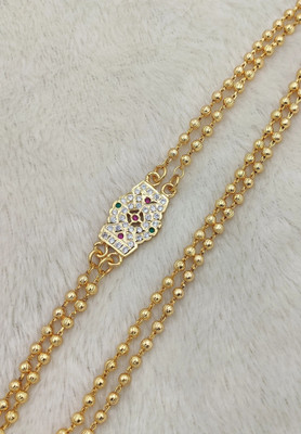 ZozoE 1 Gram Gold 5 Metal iPon Impon Covering 2 Line Mugapu chain Ball Chain Zircon Gold-plated Plated Alloy Necklace