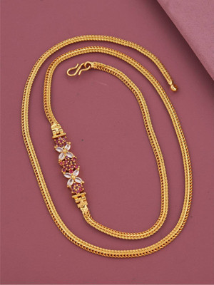 crystal fashion store Amreican Diamond Gold Plated 24 Inch Copper Mugappu Chain For Women and Girls Diamond Gold-plated Plated Copper Chain