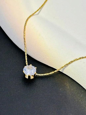 Sahelistyle Gold Plated Chain With Crystal Pendant | Everyday Wear Stylish Fashion Jewellery Crystal Gold-plated Plated Stainless Steel Necklace