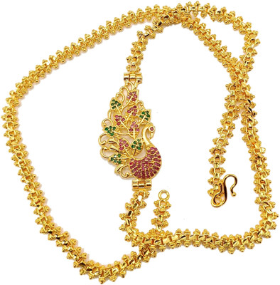 crystal fashion store Amreican Diamond Gold Plated 24 Inch Copper Mugappu Chain For Women and Girls Diamond Gold-plated Plated Copper Chain