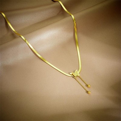 Thrillz Stylish Golden Chain Butterfly Pendant Necklace For Women Girls Gold-plated Plated Alloy Chain