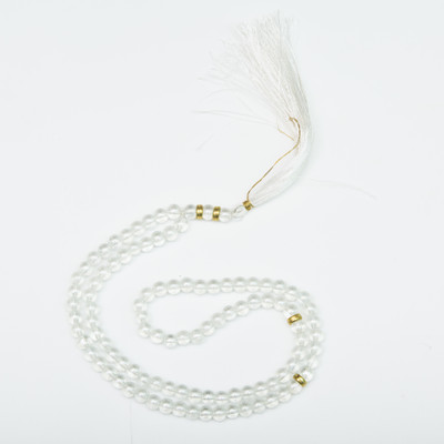 Jamleen Gallery WHITE Crystal Tasbhi / Jap Mala / Tasbeeh Prayer 99 Beads Crystal Chain