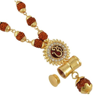 DvR ClicK Gold Cap Panchmukhi Rudraksha Mala For Men/Womne Brass Plated Brass Chain