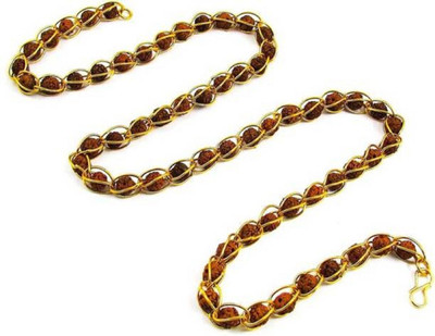 SHRI ASTHA VINAYAK Five Face Rudraksha Mala Gold-plated Plated Alloy Chain