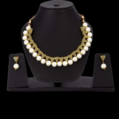 SNEHVIHA CREATION White pearl choker Gold-plated Plated Alloy Necklace