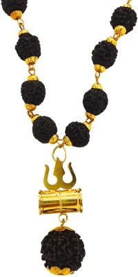 A1 yashvriddhi Panchmukhi Rudraksha Mala with Trishul Damru Pendant for Men Women Boys Girls Beads Gold-plated Plated Brass, Wood Necklace