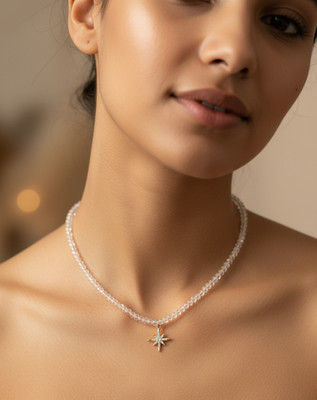 Daizy Star Pendant Clear Beaded Necklace women Turquoise Alloy Necklace