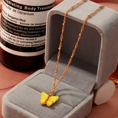 Nehdal Combo of 2 Gold Plated Yellow Mariposa Pendant Gold-plated Plated Alloy Chain