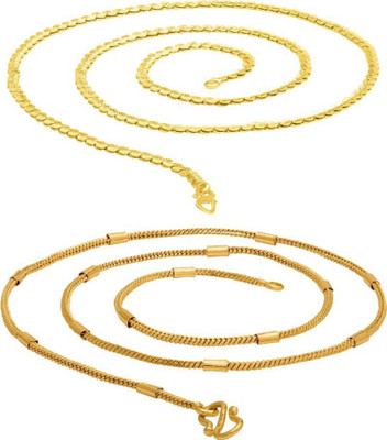 Trendy Gold LIGHT YELLOW COLOUR PLATED SIZE 20-21 INCH Gold-plated Plated Brass, Copper Chain Set