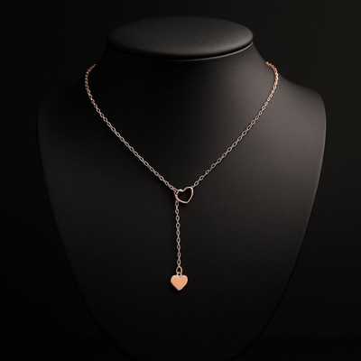 MoonLightBeauty Gold-Plated Heart Pendant Chain Necklace Gold-plated Plated Alloy Necklace Set