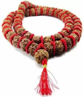 AKNaturals Rudraksha Kantha mala 5 Mukhi Nepali 54 + 1 Beads 5 Face 15MM Rudraksha Chain Wood Chain