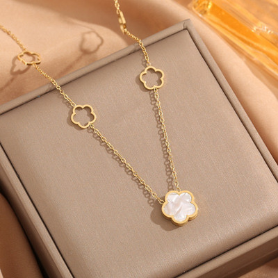 MYKI Elegant Gold-Plated Clover Necklace For women & girls Gold-plated Plated Stainless Steel Necklace