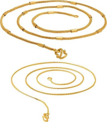 Trendy Gold LIGHT YELLOW COLOUR PLATED SIZE 20-21 INCH Gold-plated Plated Brass Chain Set
