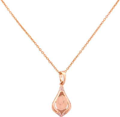 ZIRCON JEWELS Engraved Teardrop Filigree Pendant Necklace For Women & Girls | Gift Box Ready Cubic Zirconia Gold-plated Plated Copper Chain Set