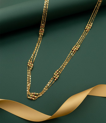 RANEM Triple Layer Gold Plated Traditional Beaded Chain for Women & Girls Gold-plated Plated Metal Layered