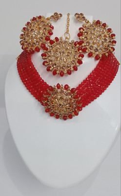 Shipra Crystal Brass Plated Brass, Plastic Necklace