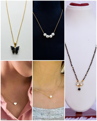 VESTURE KNOT White Pearl/Motti Fancy Chain Gold-plated Plated Alloy Necklace