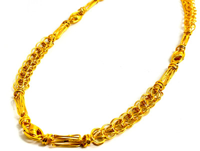 DMJ 21Inch Premium (High Quality) Finely Detailed Handmade Chain in Gold Plating Gold-plated Plated Brass Chain