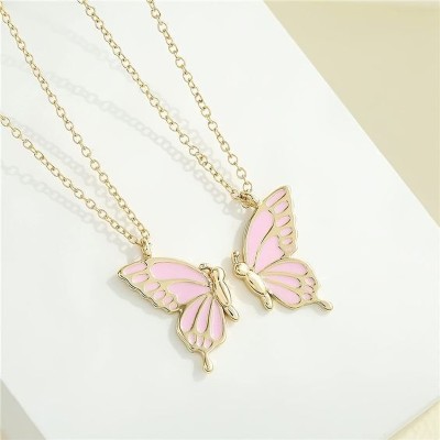 OCTAGON HUB Minimal Butterfly Wings Best Friend Korean Necklace Pair also for Gift Gold-plated Plated Alloy Necklace