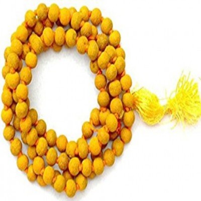 SPRIGEMS Natural Turmeric Bead Mala,Turmeric Rosary Baglamukhi Turmeric (Haldi) Mala Wood Necklace