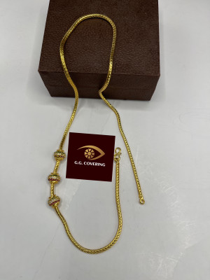 GATRAD MAGOLD COVERING Gold Plated Covering Long AD Stone Mop/Mugappu Chain for Women/Girls Diamond Gold-plated Plated Brass Chain