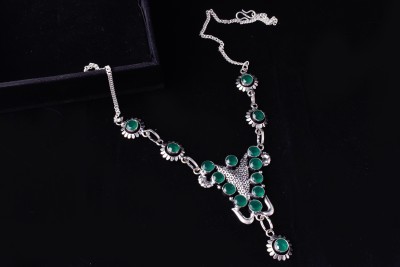 AAR Jewels Necklace Emerald Silver Plated Brass Necklace