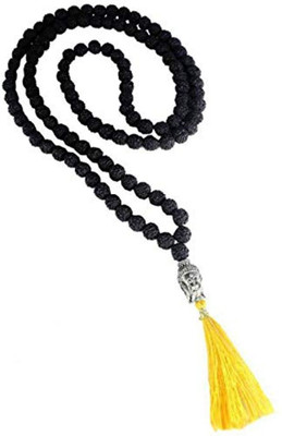 Aurra Stores Budha Stone with Original and Natural Kale Rudraksha Mala Wood Chain
