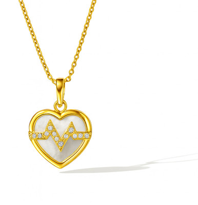 Henuka korean Necklace Chain pendant White heart Gold-plated Plated Brass Necklace Set