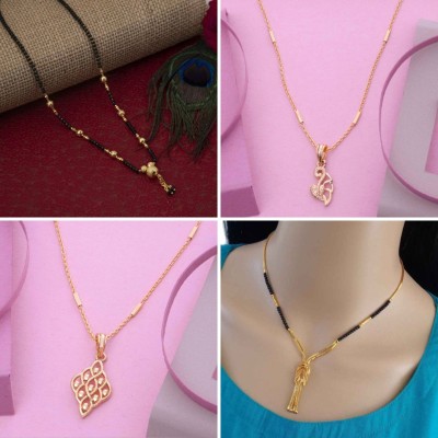 Dency Combo of 4 Fashionable Gold Plated Necklaces Gold-plated Plated Brass Chain