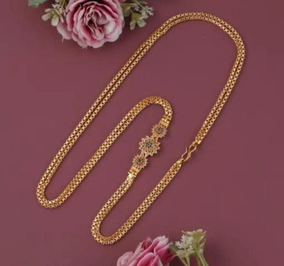 kizonil Gold Plated fancy mop double chain pendant 24 inch for Women Gold-plated Plated Brass Chain