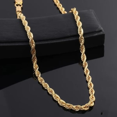 Rhosyn Gold Plated Rope Chain for Men, Women, Girls & Boys Gold-plated Plated Brass, Alloy Chain